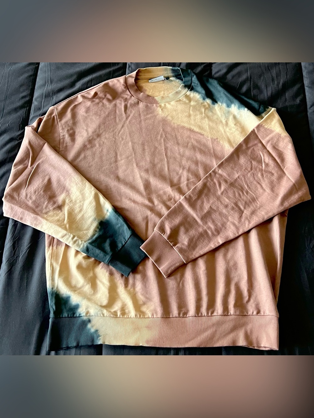 ASOS Design Oversized Tie-Dye Crewneck Sweater in Dusty Pink and Cream Size M
